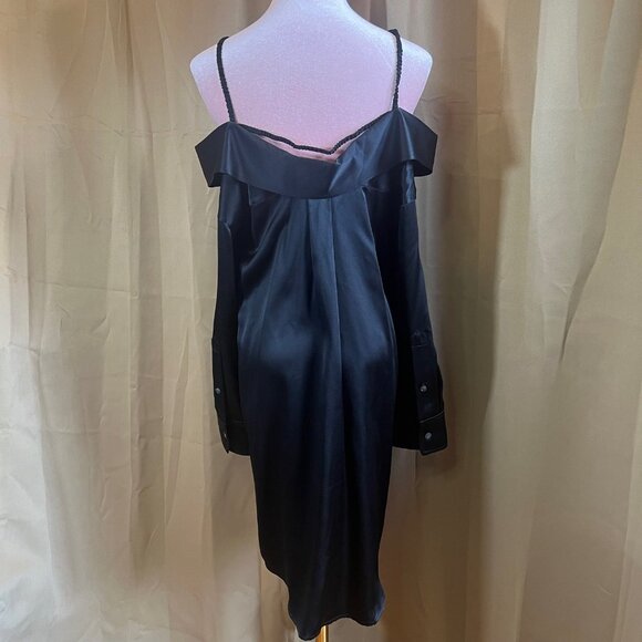T by Alexander Wang Off the Shoulder Shirt Dress 100% Silk size 4 - Picture 5 of 9